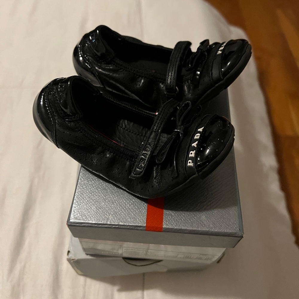 Prada Black Patent Leather Kids Mary Jane Shoes